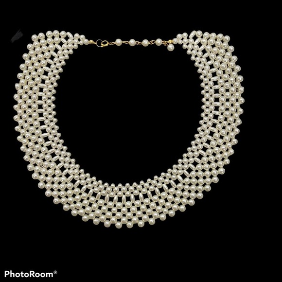 Faux Pearl Beaded Choker Necklace Neo Dandy Multi strand classic - Picture 2 of 3